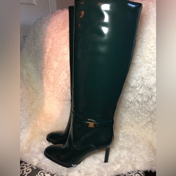 💚🐲Vince Camuto Mallard Green and Gold Heeled Boots size 7M NWOB🐲💚 - Picture 13 of 16